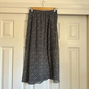 Abercrombie & Fitch Navy Floral Midi Skirt Women's XS Like New